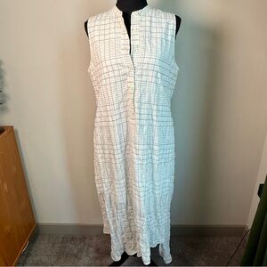 Billy Reid Windowpane Maxi White Navy Tencel Cotton Pockets Made in Italy Size S